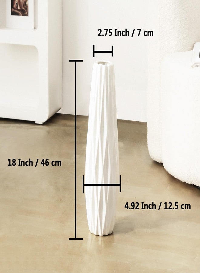 Tuioyoc White Ceramic Vase, 18" Tall Vase for Floor Table Decorative Large Vases for Living Room Modern Home Decor Office Bedroom, Big Standing Flower Vase with Glossy Glaze - Image 3